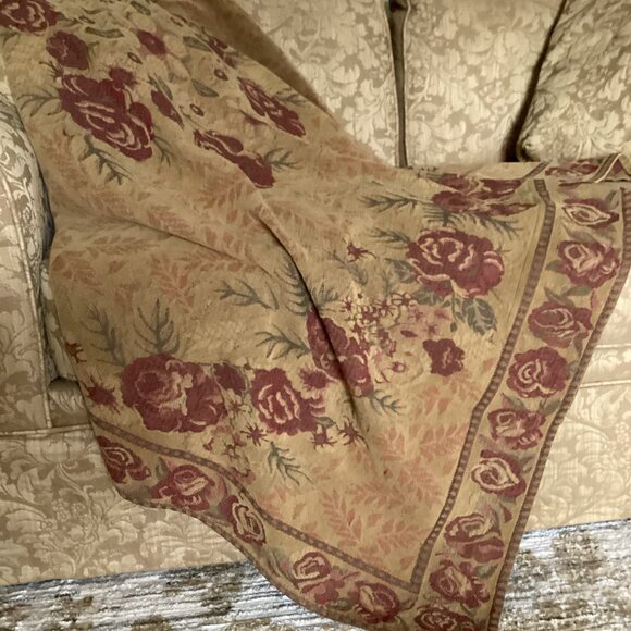 SISILIA Cotton Chenille Throw Blanket Baroque Rose Floral Tapestry Cottage 56x56 - Picture 1 of 5